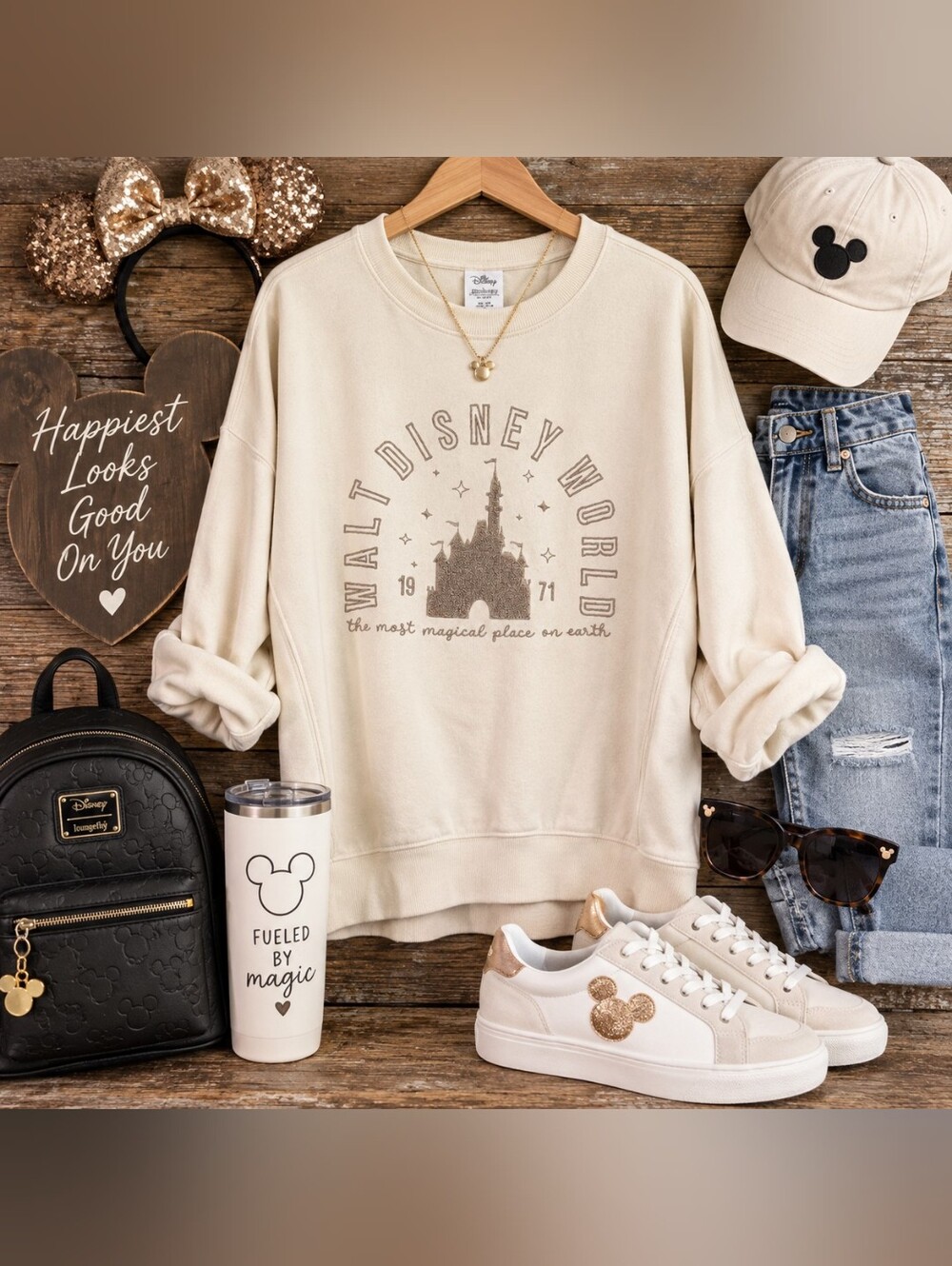 Disney 1X Walt Disney World Cinderella Castle 1971 Embroidered Sweatshirt